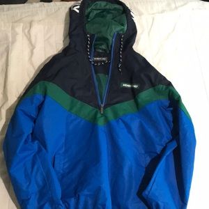Retro Members Only Pullover Blue and Green Large
